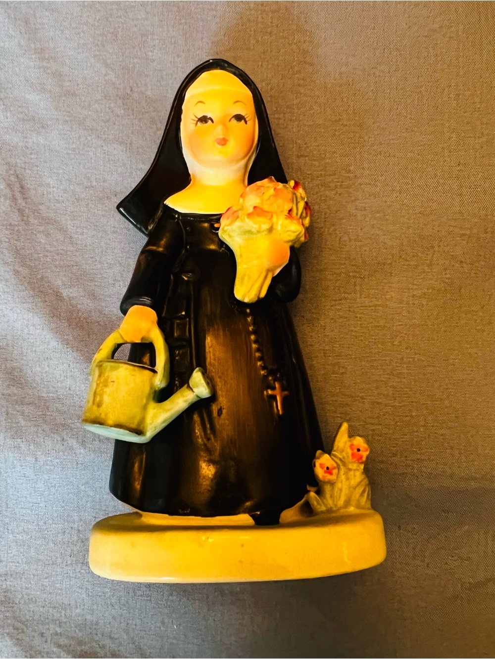 Napco - Black Nun Figurine with Yellow Accents - Decorative Home Art